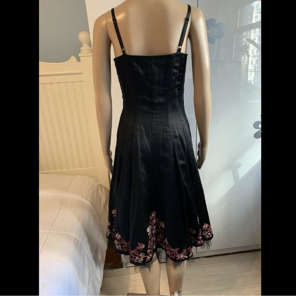 VINTAGE BETSEY JOHNSON BLACK SILK TULLE DRESS 6 - Picture 2 of 8